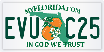 FL license plate EVUC25