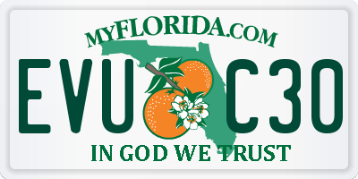 FL license plate EVUC30