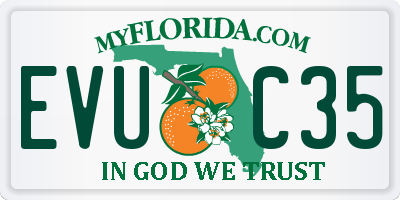 FL license plate EVUC35
