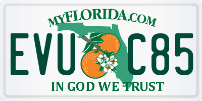 FL license plate EVUC85