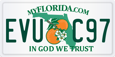 FL license plate EVUC97