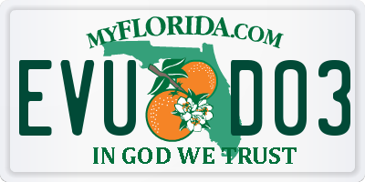 FL license plate EVUD03