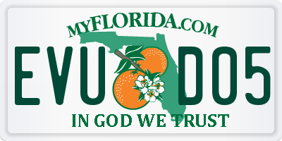 FL license plate EVUD05