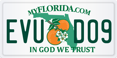 FL license plate EVUD09