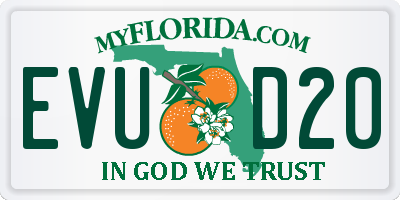 FL license plate EVUD20