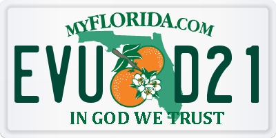FL license plate EVUD21