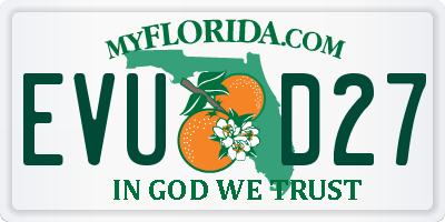 FL license plate EVUD27