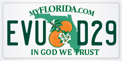 FL license plate EVUD29