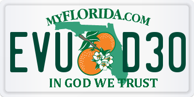 FL license plate EVUD30