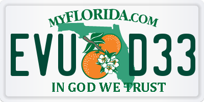FL license plate EVUD33