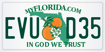 FL license plate EVUD35