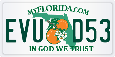FL license plate EVUD53