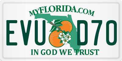FL license plate EVUD70