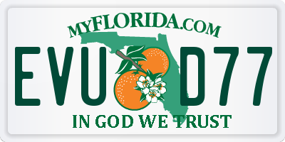 FL license plate EVUD77