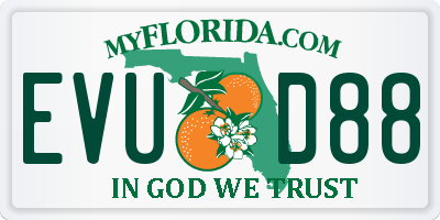 FL license plate EVUD88