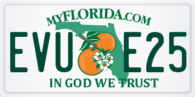 FL license plate EVUE25