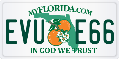 FL license plate EVUE66