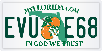 FL license plate EVUE68
