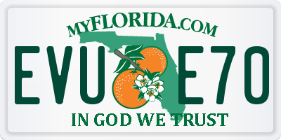 FL license plate EVUE70