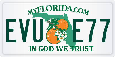 FL license plate EVUE77