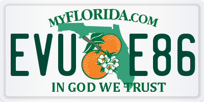 FL license plate EVUE86