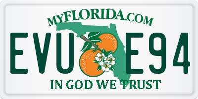 FL license plate EVUE94