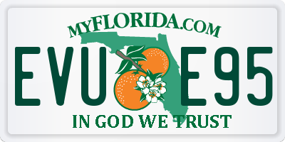 FL license plate EVUE95