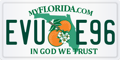 FL license plate EVUE96