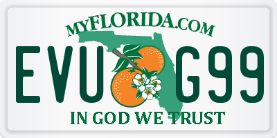 FL license plate EVUG99