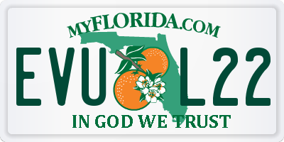 FL license plate EVUL22