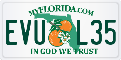 FL license plate EVUL35