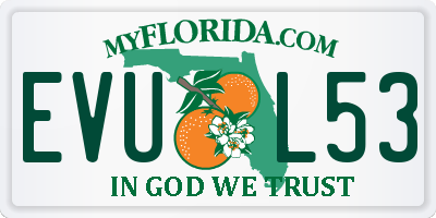 FL license plate EVUL53