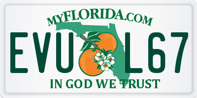 FL license plate EVUL67