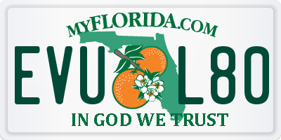 FL license plate EVUL80