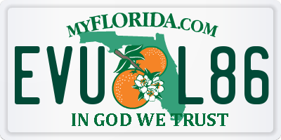 FL license plate EVUL86