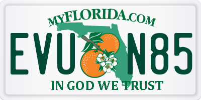 FL license plate EVUN85