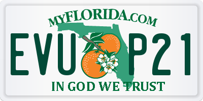 FL license plate EVUP21