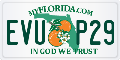 FL license plate EVUP29