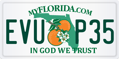 FL license plate EVUP35