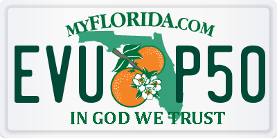 FL license plate EVUP50