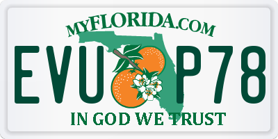 FL license plate EVUP78