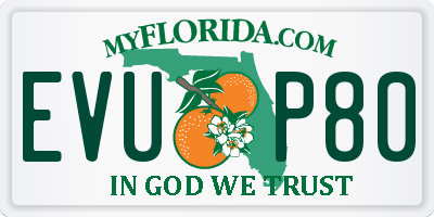 FL license plate EVUP80