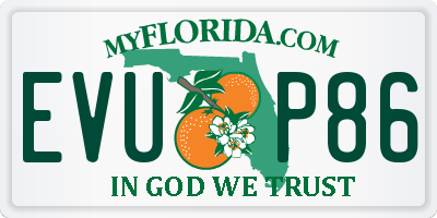 FL license plate EVUP86