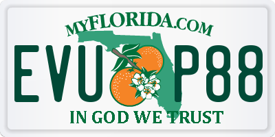 FL license plate EVUP88