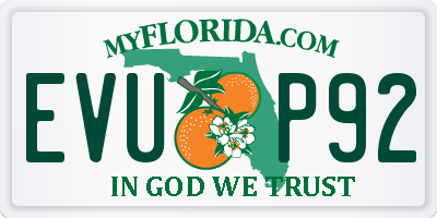 FL license plate EVUP92