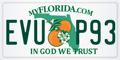 FL license plate EVUP93