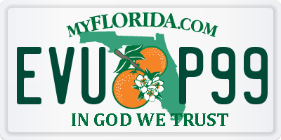 FL license plate EVUP99