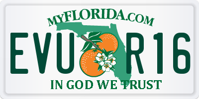 FL license plate EVUR16