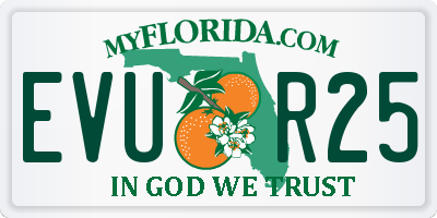 FL license plate EVUR25