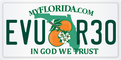 FL license plate EVUR30